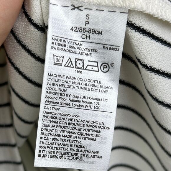 Banana Republic Off the Shoulder Bell Flare Slv Pin Stripe Blouse Black White S - Picture 11 of 11